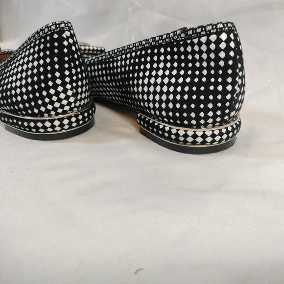 Stuart Weitzman Lovebuck Flats in Black & White Optic Nappa - Picture 2 of 7